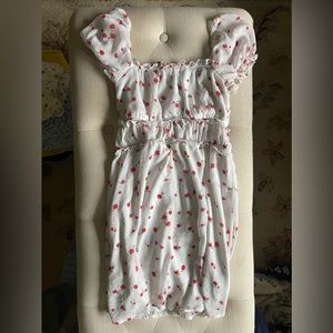 Aesthetic Red off the shoulder dress, floral poppies